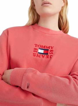 Sudadera Tommy Jeans Crop Timeless Rosa para Mujer