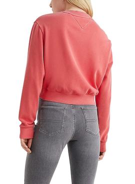 Sudadera Tommy Jeans Crop Timeless Rosa para Mujer