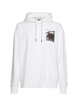 Sudadera Tommy Jeans Script Photo Blanca Hombre