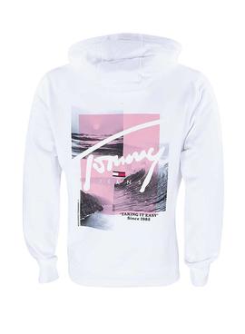 Sudadera Tommy Jeans Script Photo Blanca Hombre