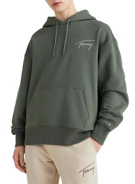 Sudadera Tommy Jeans Signature Verde para Hombre