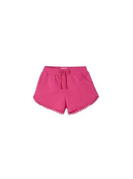 Short Mayoral Felpa Borlas Rosa Para Niña