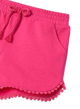 Short Mayoral Felpa Borlas Rosa Para Niña