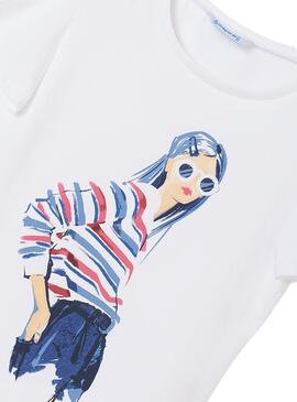 Camiseta Mayoral Gráfica Muñeca Blanca Para Niña