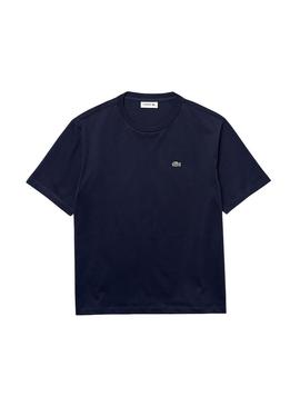 Camiseta Lacoste Oversized Azul Marino para Mujer