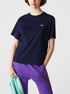 Camiseta Lacoste Oversized Azul Marino para Mujer