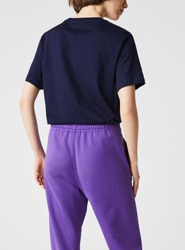 Camiseta Lacoste Oversized Azul Marino para Mujer