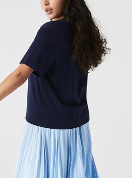 Camiseta Lacoste Oversized Azul Marino para Mujer