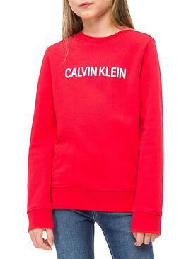 Sudadera Calvin Klein Logo Rojo Niña