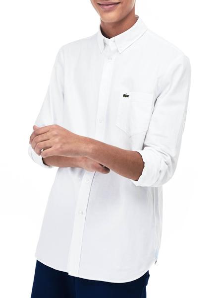 Apropiado Humano Mujer joven Camisa Lacoste Oxford Blanco para Hombre