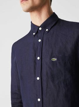 Camisa Lacoste Regular Lino Marino para Hombre