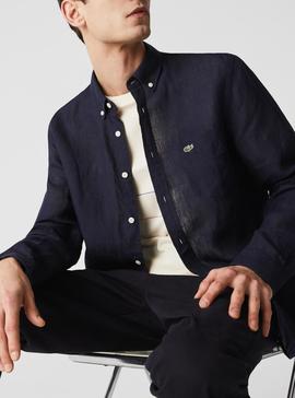 Camisa Lacoste Regular Lino Marino para Hombre