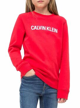 Sudadera Calvin Klein Logo Rojo Niña
