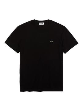 Camiseta Lacoste Cuello Redondo Negro Para Hombre