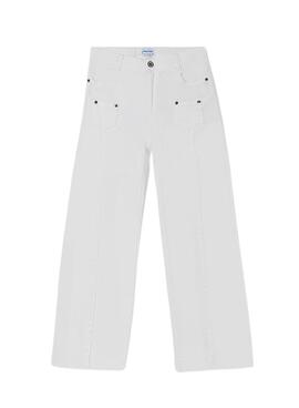 Pantalon Vaquero Mayoral Cropped Blanco para Niña