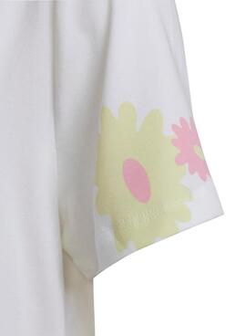 Camiseta Vestido Adidas Pink Flower Blanca Niña