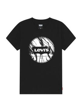 Camiseta Levis Graphic Circular Logo Negra Niño