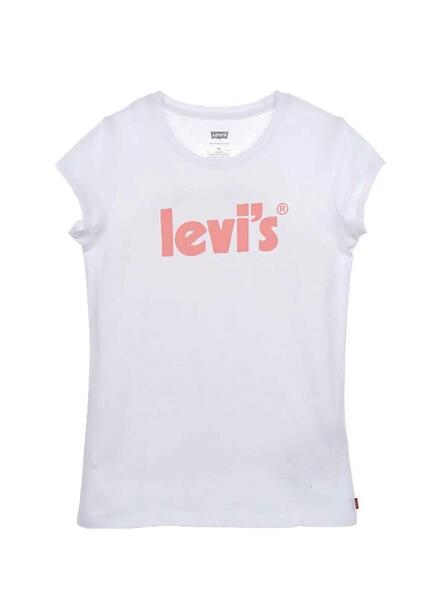 golpear Desviación Catedral Camiseta Levis Basic Logo Blanca para Niña