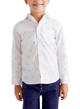 Camisa Mayoral Estampada Raquetas Blanca para Niño