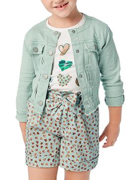 Short Mayoral Estampado Corazones Verde para Niña