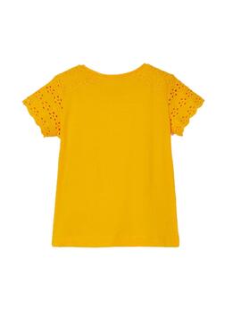 Camiseta Mayoral Bordados Amarilla para Niña