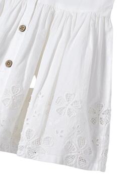 Vestido Popelín Bordado Blanco para Niña