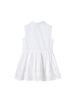 Vestido Popelín Bordado Blanco para Niña