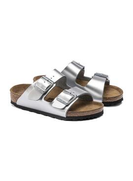 Sandalias Birkenstock Arizona BF Plateadas Niña