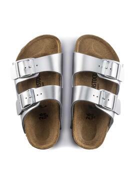 Sandalias Birkenstock Arizona BF Plateadas Niña