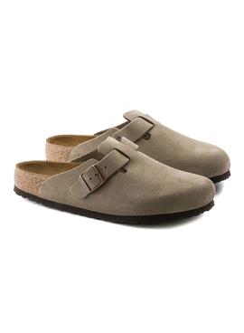 Zueco Birkenstock Boston Taupe Para Mujer