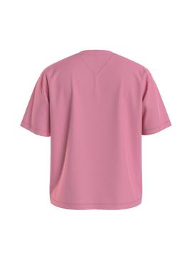 Camiseta Tommy Jeans Linear Logo Rosa para Mujer