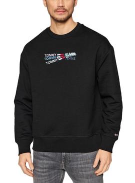 Sudadera Tommy Jeans Straight Logo Negra Hombre