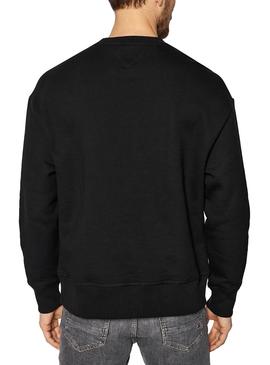 Sudadera Tommy Jeans Straight Logo Negra Hombre