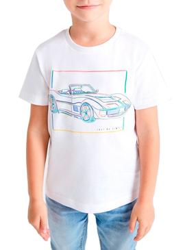 Camiseta Mayoral Coche Blanco para niño