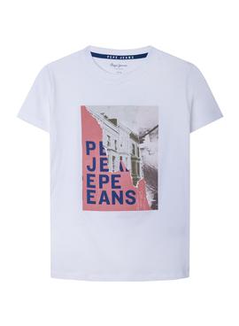 Camiseta Pepe Jeans Cooper Collage Blanca NIño