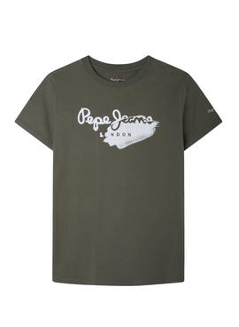 Camiseta Pepe Jeans Logo Celio Verde para Niño