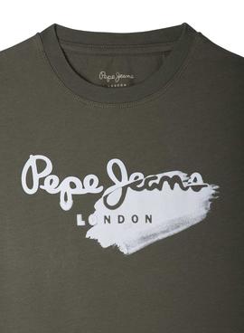 Camiseta Pepe Jeans Logo Celio Verde para Niño