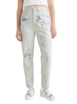 Pantalón Vaquero Tommy Jeans Mom Blanco Mujer