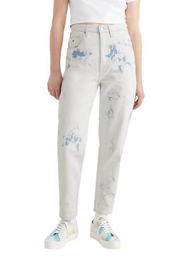 Pantalón Vaquero Tommy Jeans Mom Blanco Mujer