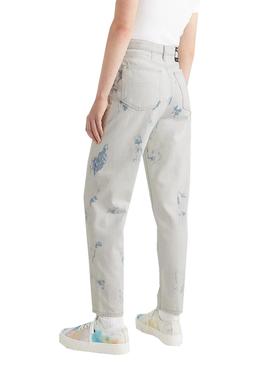 Pantalón Vaquero Tommy Jeans Mom Blanco Mujer