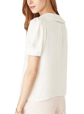 Blusa Naf Naf Cuello Bobo Blanca para Mujer