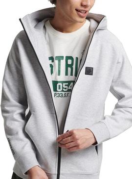Sudadera Superdry Code Tech Zip Gris para Hombre