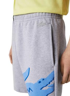 Bermuda Lacoste Big Croco Gris para Hombre