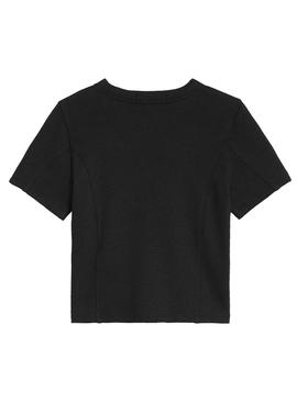 Camiseta Calvin Klein Monogram Rib Negra para Niña