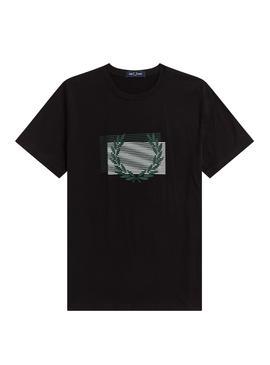 Camiseta Fred Perry Gráfico Abstracto Negra Hombre