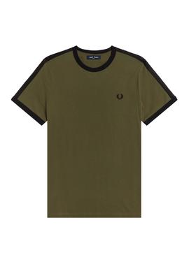 Camiseta Fred Perry Ringer Banda Verde para Hombre