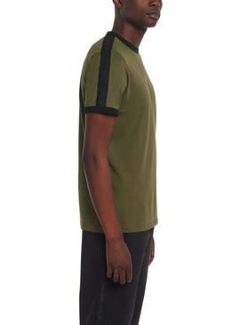Camiseta Fred Perry Ringer Banda Verde para Hombre