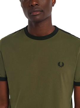 Camiseta Fred Perry Ringer Banda Verde para Hombre
