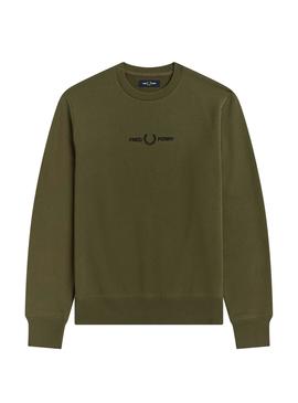 Sudadera Fred Perry Bordada Verde para Hombre