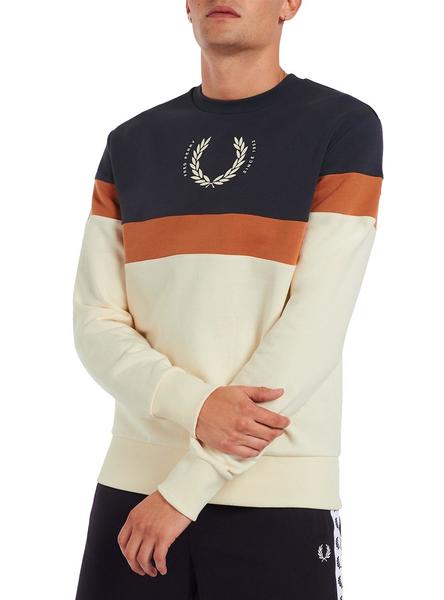 Sudadera Fred Perry Print Block Beige para Hombre